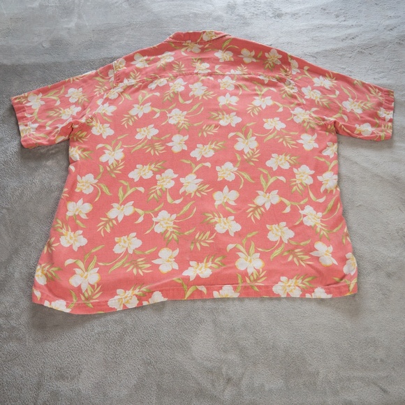 28 Palms Men Pink Floral Hawaiian Shirt Size XL Silk Linen Tropical Short Sleeve - Picture 5 of 13